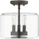 Asheville 3 Light 11 inch Rubbed Bronze Indoor Semi-Flush Ceiling Light